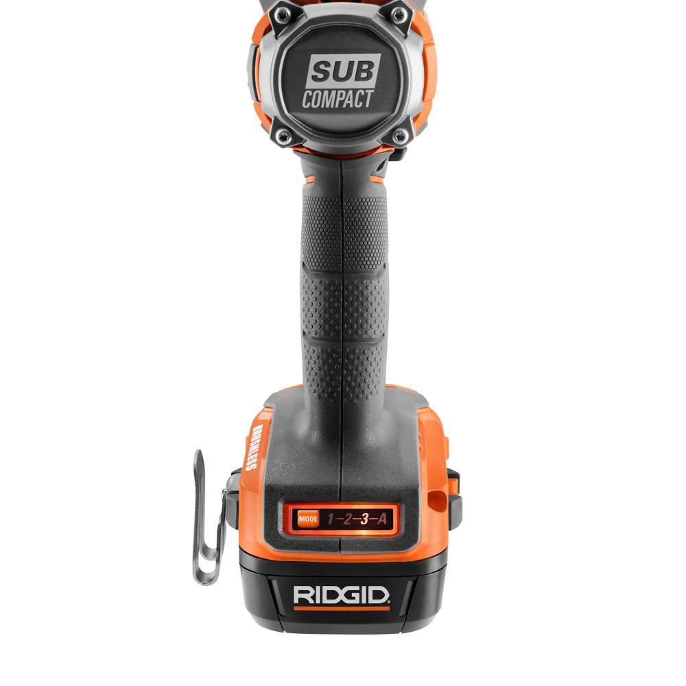 RIDGID 18V SubCompact Brushless Cordless 1/2 in. Impact Wrench Kit with 2.0 Ah Battery, 18V Charger, and Bag