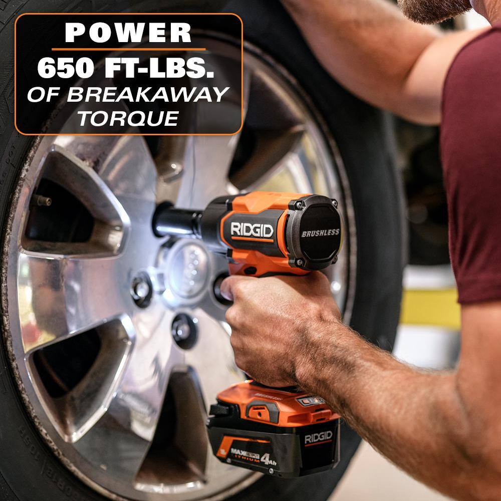 RIDGID 18V Brushless 4-Mode 1/2 in. Mid-Torque Impact Wrench Kit with Pin Detent (Tool Only)