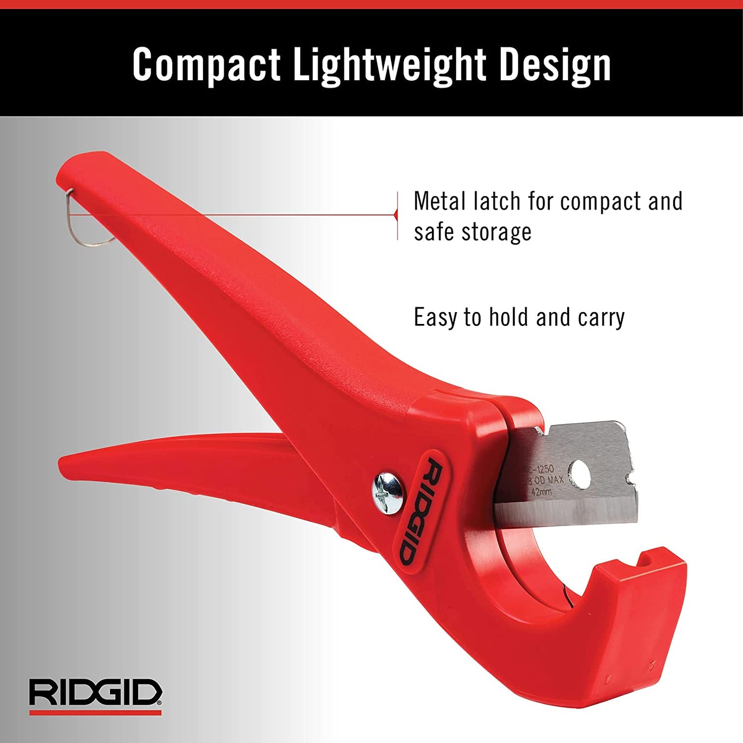 RIDGID  1/8 in. - 1-5/8 in. PC-1250 PEX and Vinyl Tubing Cutting Tool, Single Stroke Scissor Style Cut with Reversible Blade