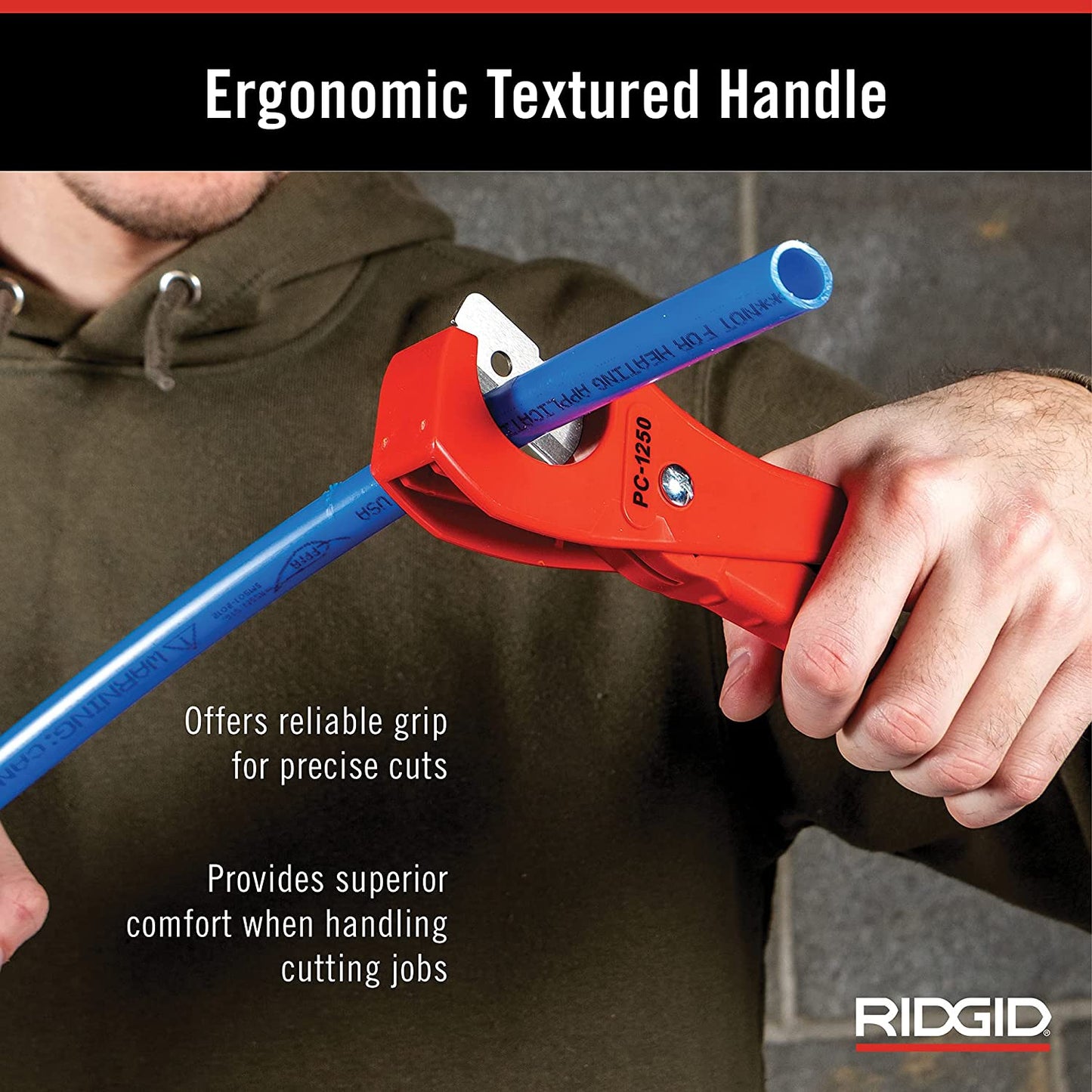 RIDGID  1/8 in. - 1-5/8 in. PC-1250 PEX and Vinyl Tubing Cutting Tool, Single Stroke Scissor Style Cut with Reversible Blade