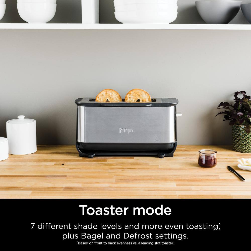 NINJA Foodi 2-in-1 Flip Toaster, 2-Slice Toaster, Compact Toaster Oven, Snack Maker, Reheat, Defrost, Stainless Steel, ST101