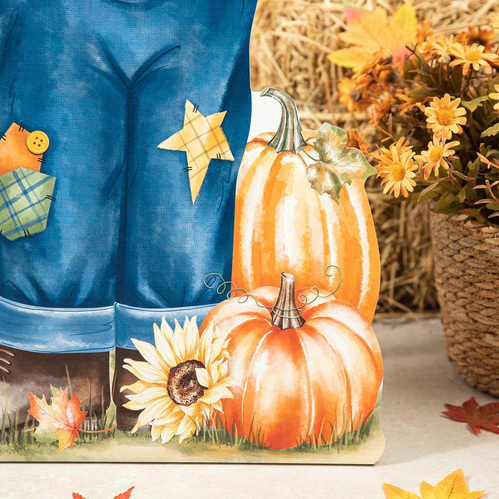 Glitzhome 30 in. H Fall Wooden Painted Scarecrow Porch Decor