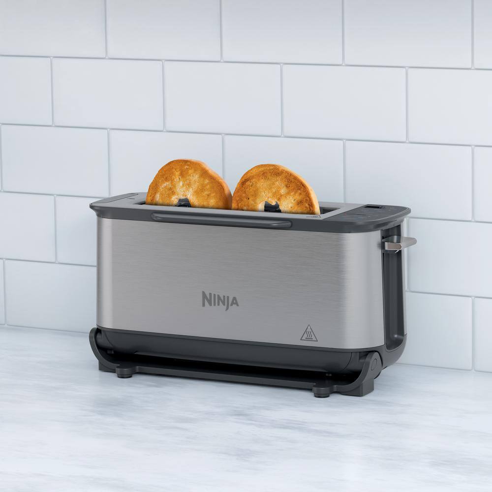 NINJA Foodi 2-in-1 Flip Toaster, 2-Slice Toaster, Compact Toaster Oven, Snack Maker, Reheat, Defrost, Stainless Steel, ST101