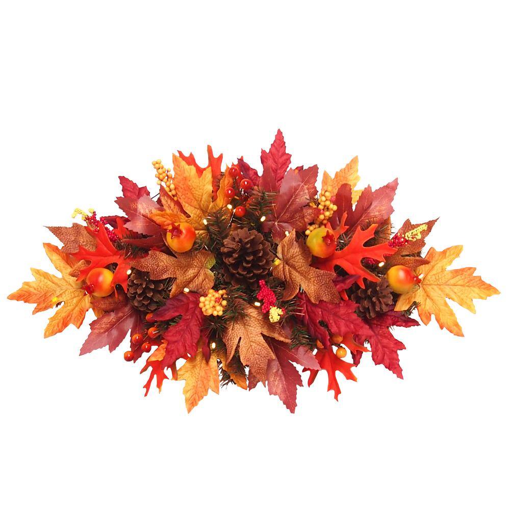 National Tree Company 24 in. Maple Centerpiece with Battery Operated LED Lights