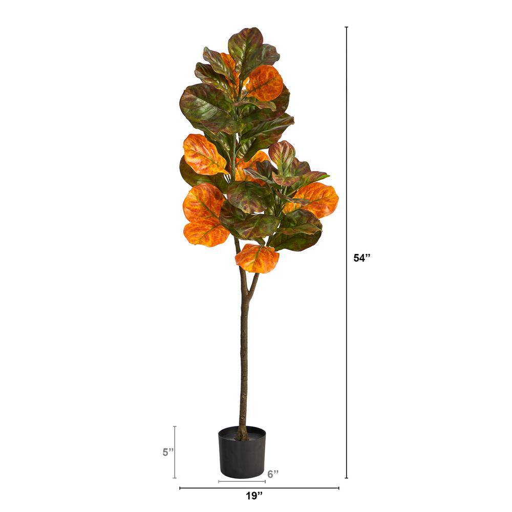 Nearly Natural 4 .5ft. Brown Autumn Fiddle Leaf Artificial Fall Tree