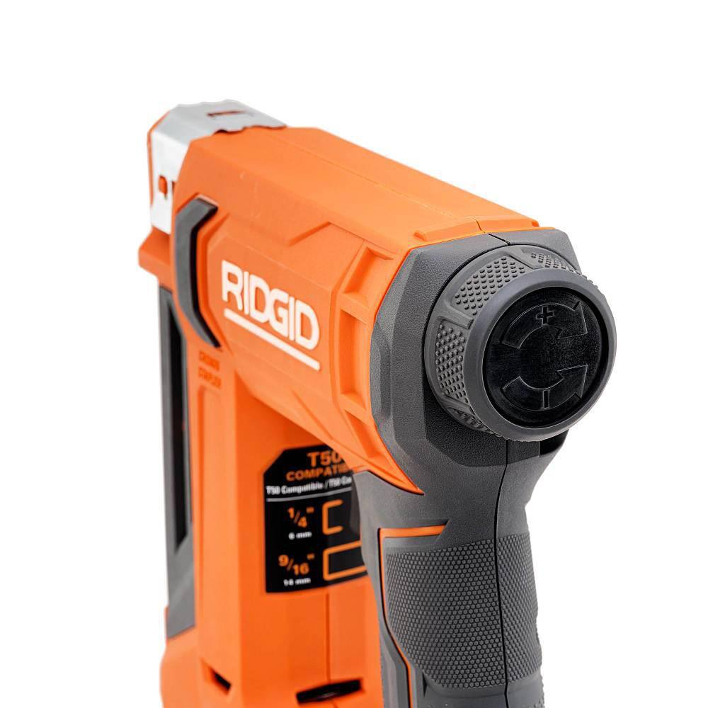 RIDGID 18V Cordless 3/8 in. Crown Stapler Kit with 2.0 Ah Battery and Charger