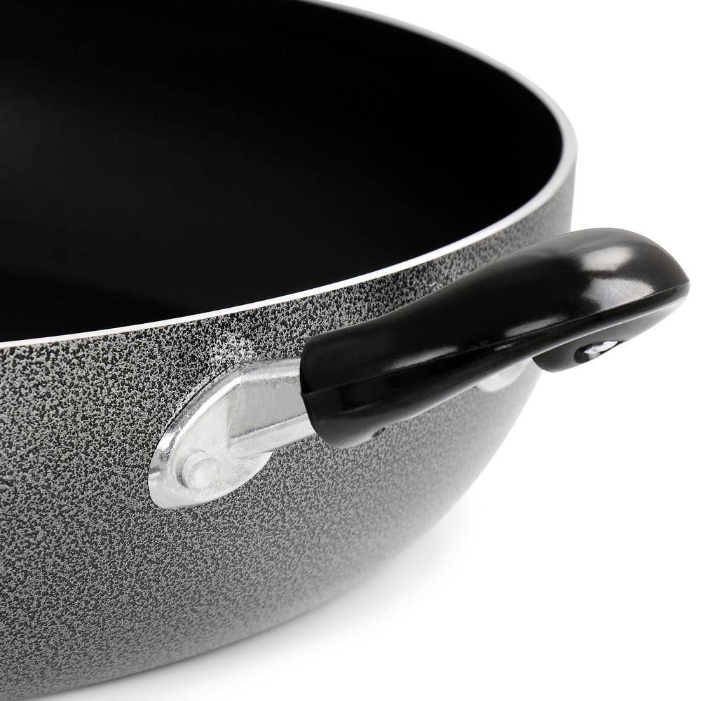 Better Chef Professional Results 16 in. Aluminum Nonstick Stovetop Deep Frying Pan in Granite with Lid