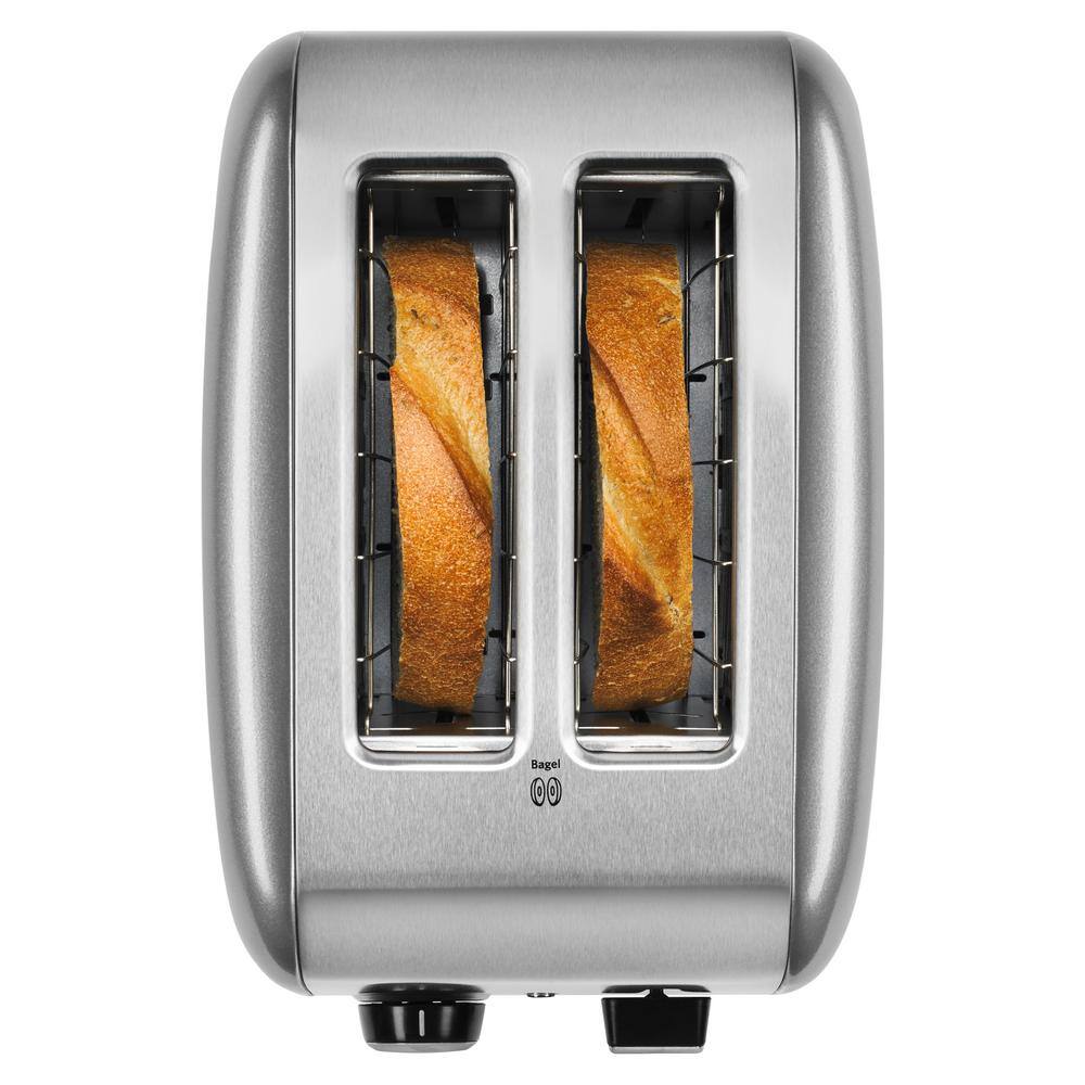 KitchenAid 2-Slice Silver Wide Slot Toaster with Crumb Tray and Shade Control Settings