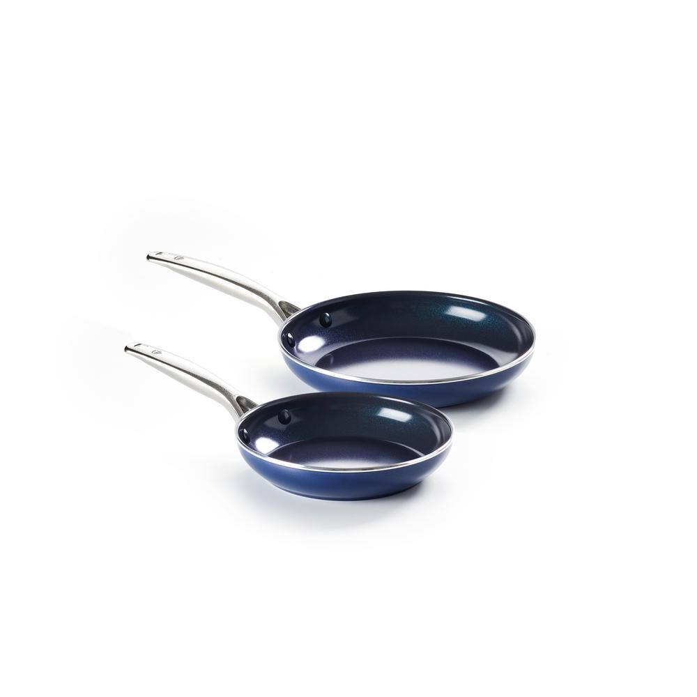 Blue Diamond 2-Piece Aluminum Ceramic Nonstick Frying Pan Set in Blue