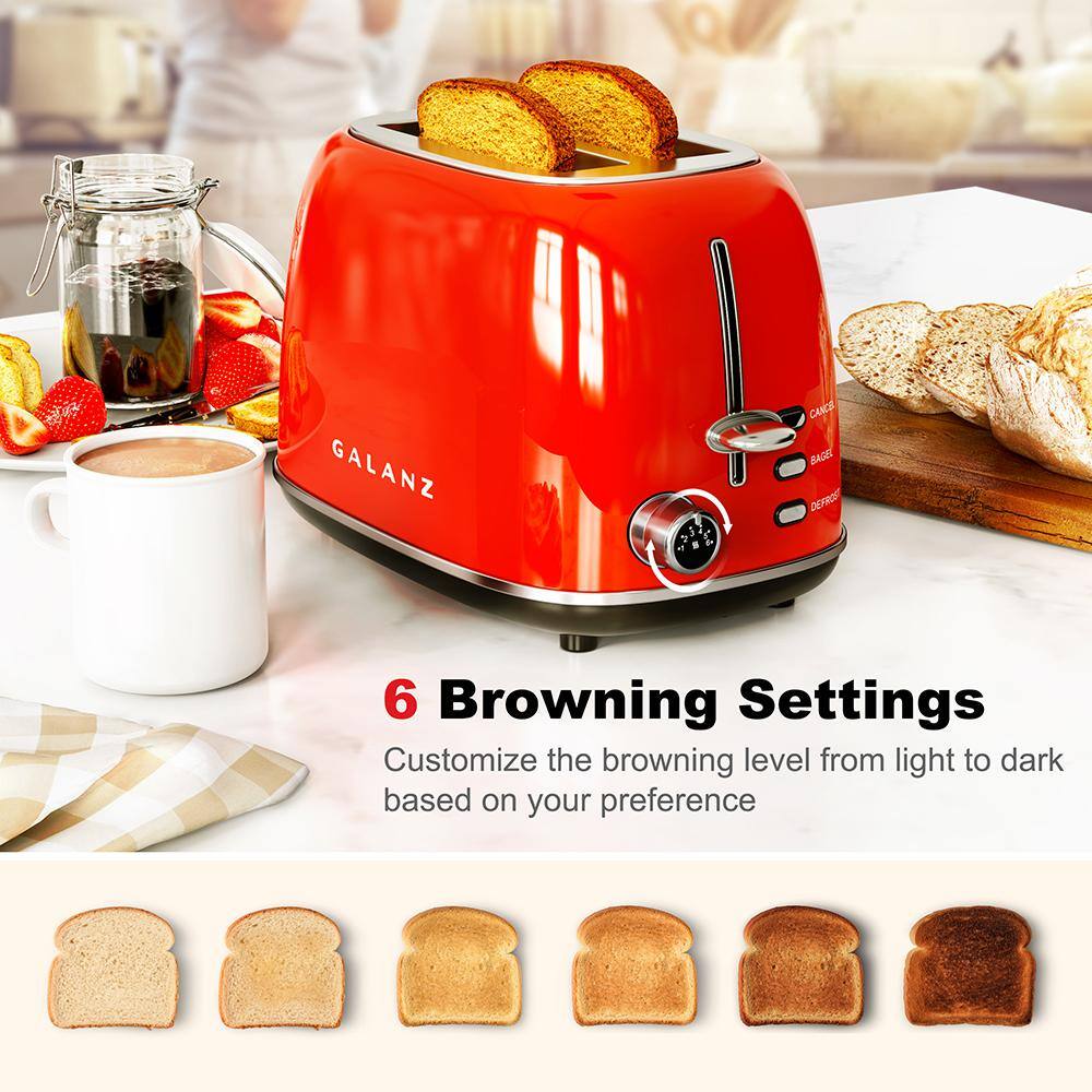 Galanz 2 Slice Retro Red Wide Slot Toaster