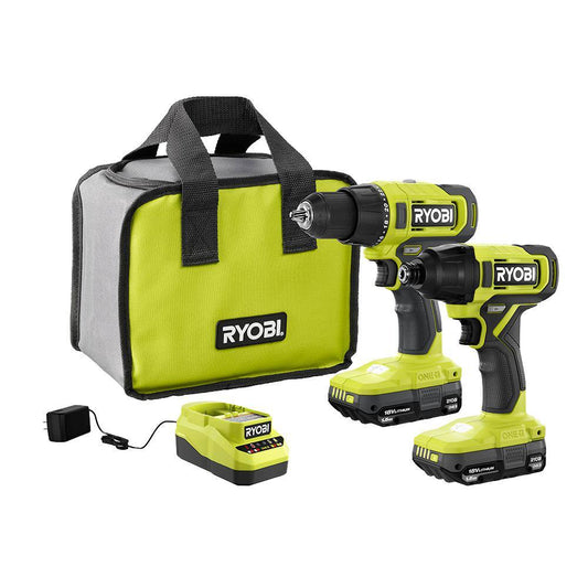 RYOBI ONE+ 18V Cordless 2-Tool Combo Kit with Drill/Driver, Impact Driver, (2) 1.5 Ah Batteries, and Charger