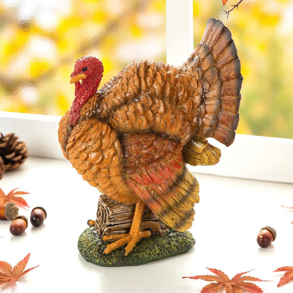 Glitzhome 9.5 in. H Thanksgiving Resin Turkey Table Decor