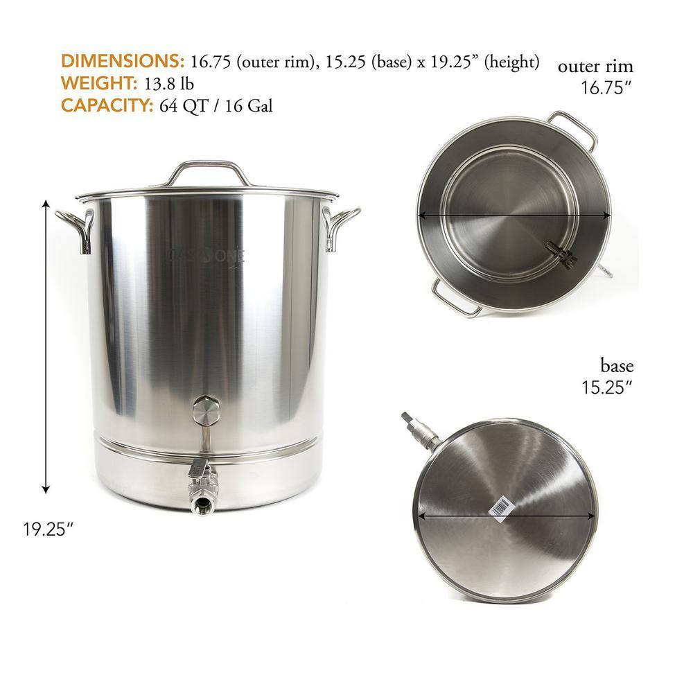 GASONE Brew Kettle 64 qt. Stainless Steel Stock Pot