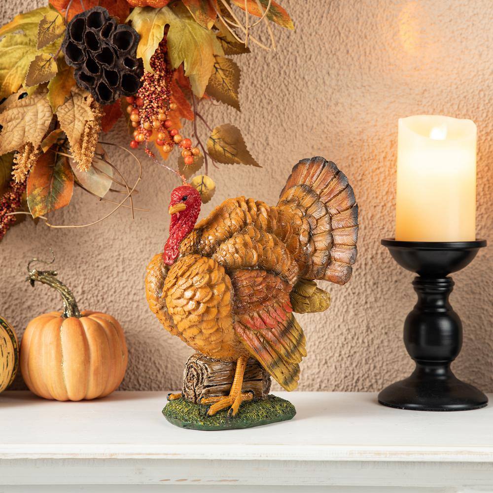 Glitzhome 9.5 in. H Thanksgiving Resin Turkey Table Decor