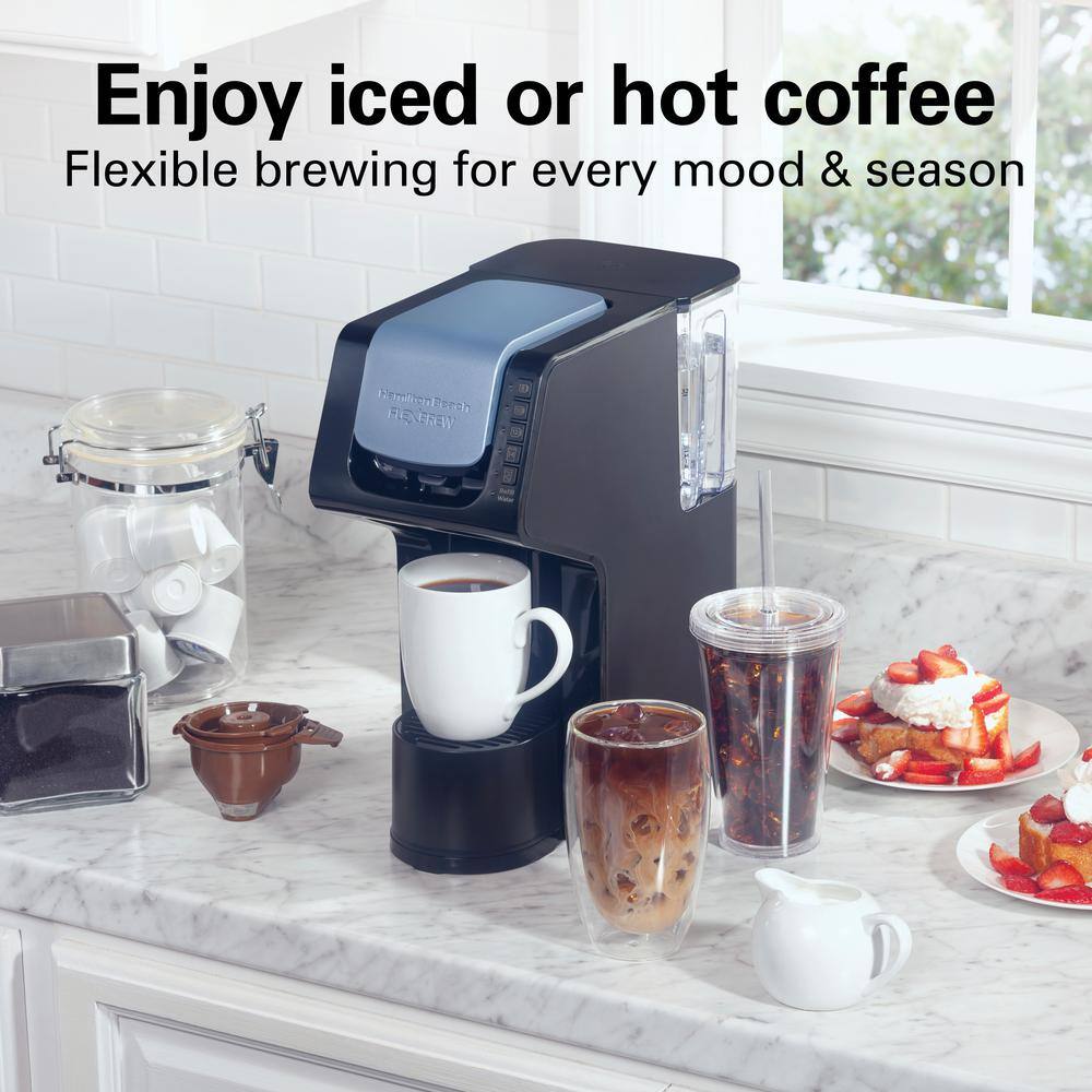 Hamilton Beach FlexBrew 6-Cup Black Single-Serve Coffee Maker Iced and Hot with Removable 50 oz. Water Reservoir