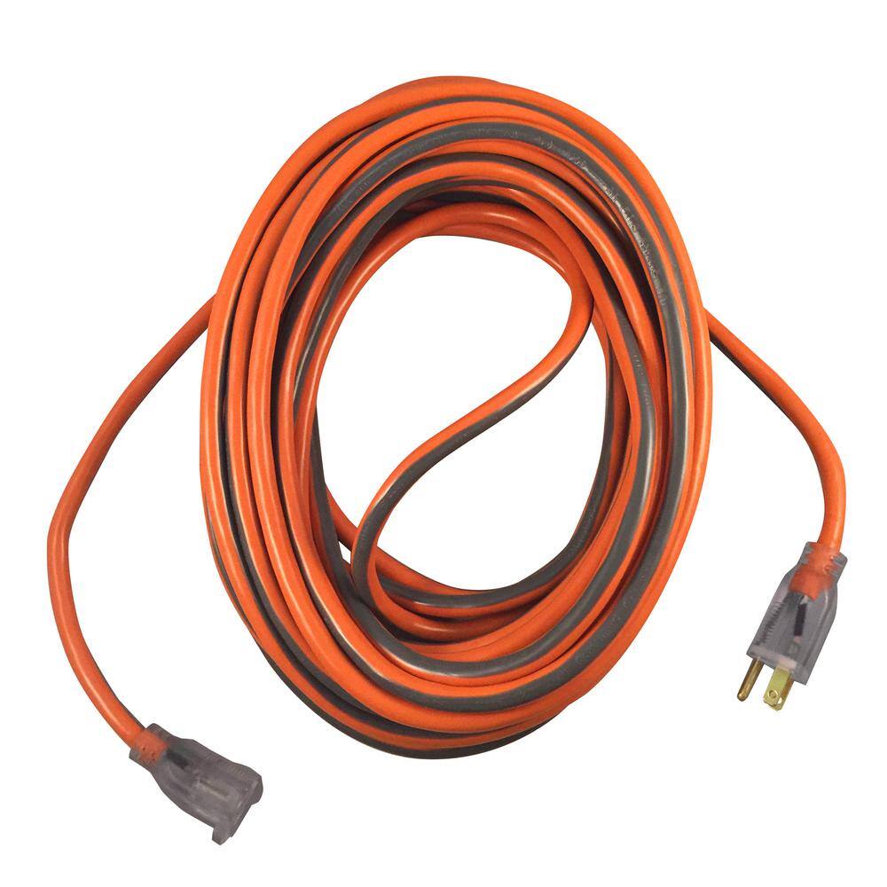 RIDGID 100 ft. 12/3 Heavy Duty Indoor/Outdoor Extension Cord with Lighted End, Orange/Grey