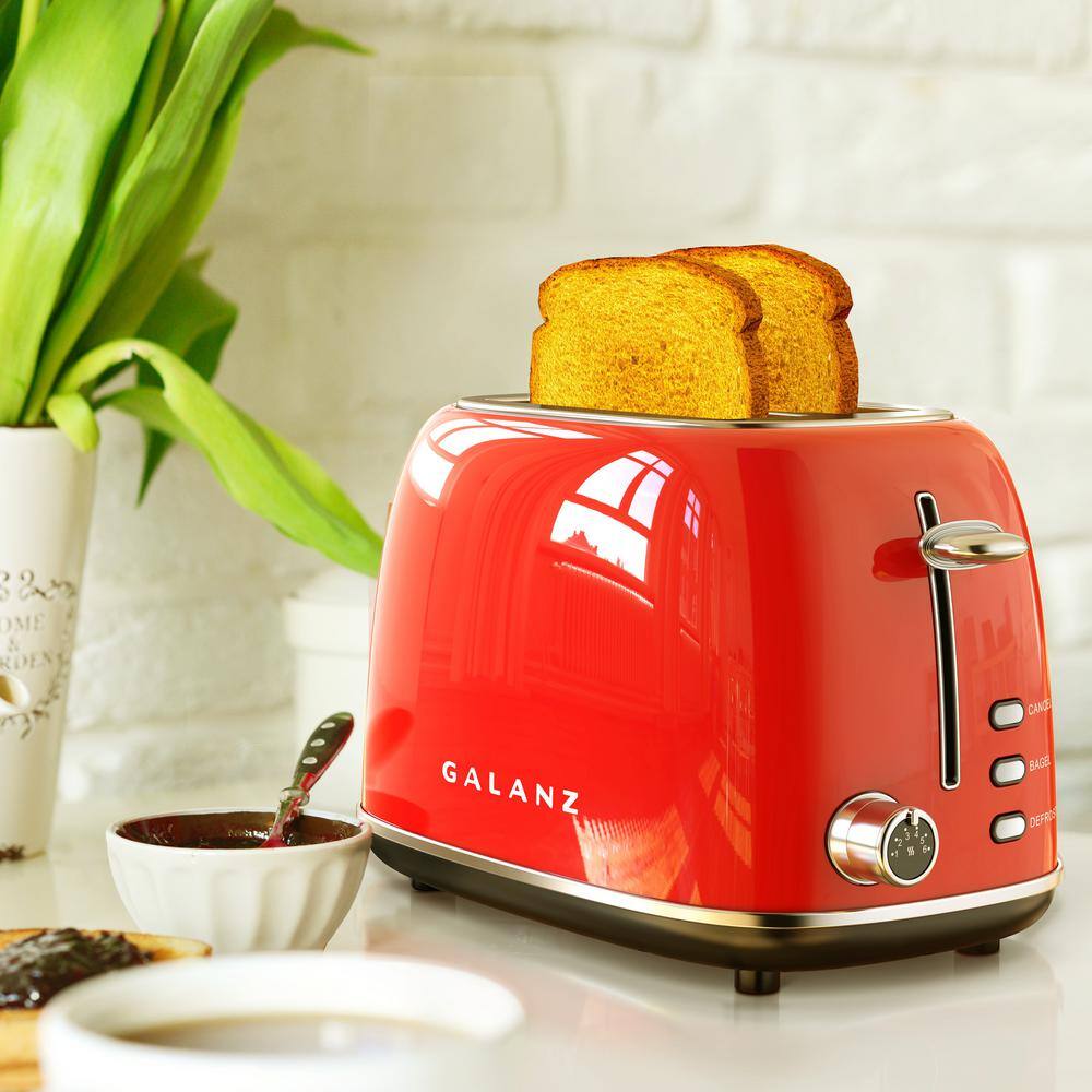 Galanz 2 Slice Retro Red Wide Slot Toaster