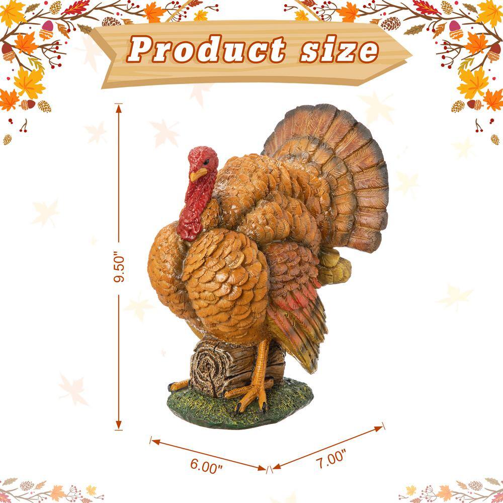 Glitzhome 9.5 in. H Thanksgiving Resin Turkey Table Decor