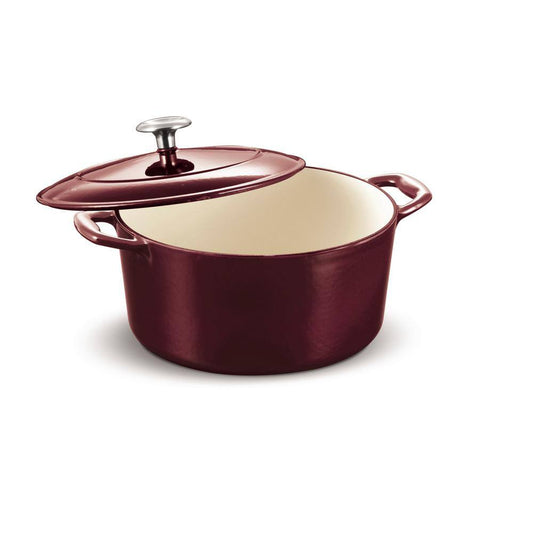 Tramontina Gourmet 5.5 qt. Round Enameled Cast Iron Dutch Oven in Majolica Red with Lid