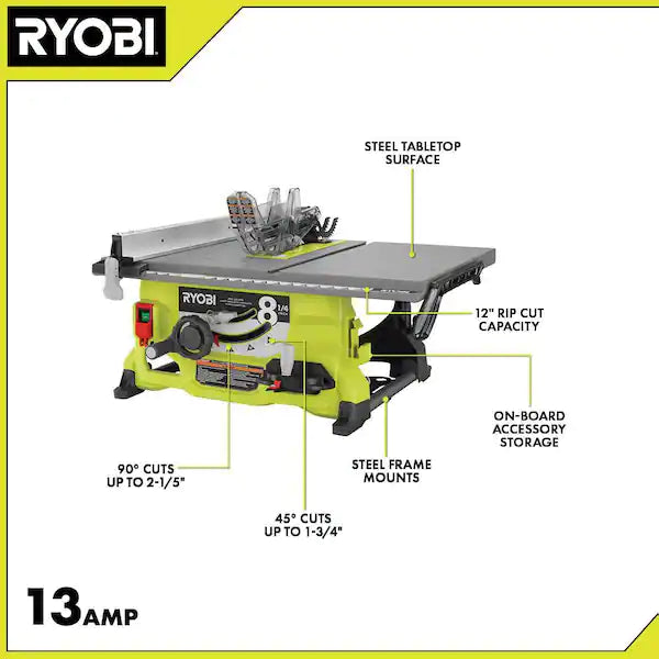 RYOBI  13 Amp 8-1/4 in. Compact Portable Corded Jobsite Table Saw (No Stand)