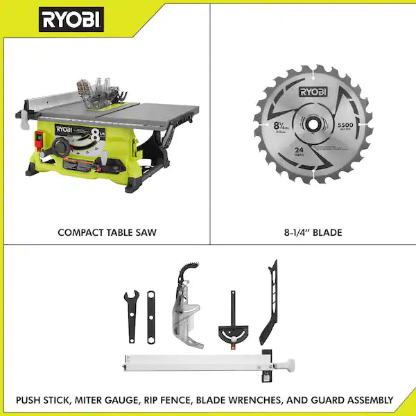 RYOBI  13 Amp 8-1/4 in. Compact Portable Corded Jobsite Table Saw (No Stand)