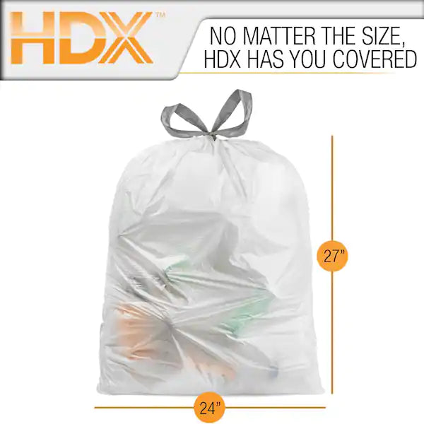 HDX 13 Gal. White Drawstring Kitchen Trash Bags (150 Count), (Pack of 2)