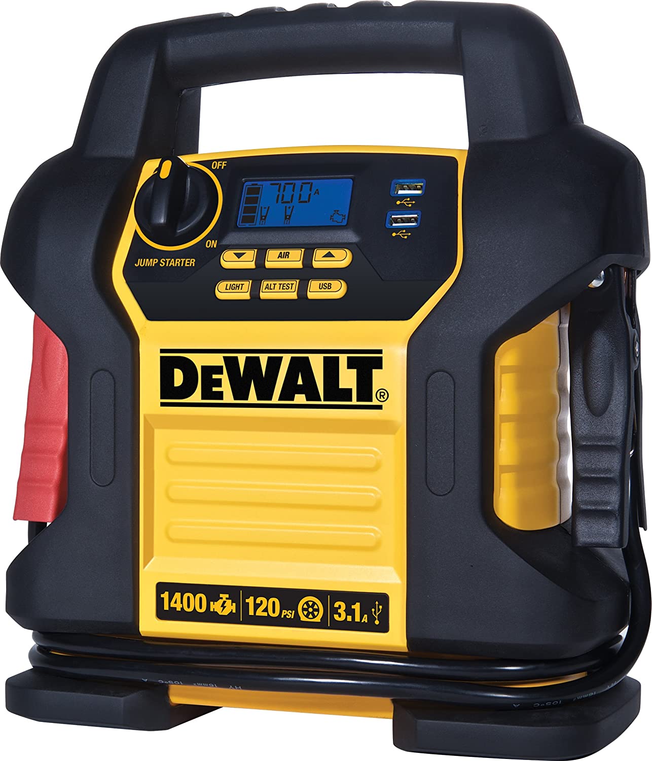 DEWALT  1400 Peak Amp Portable Car Jump Starter with Digital Compressor