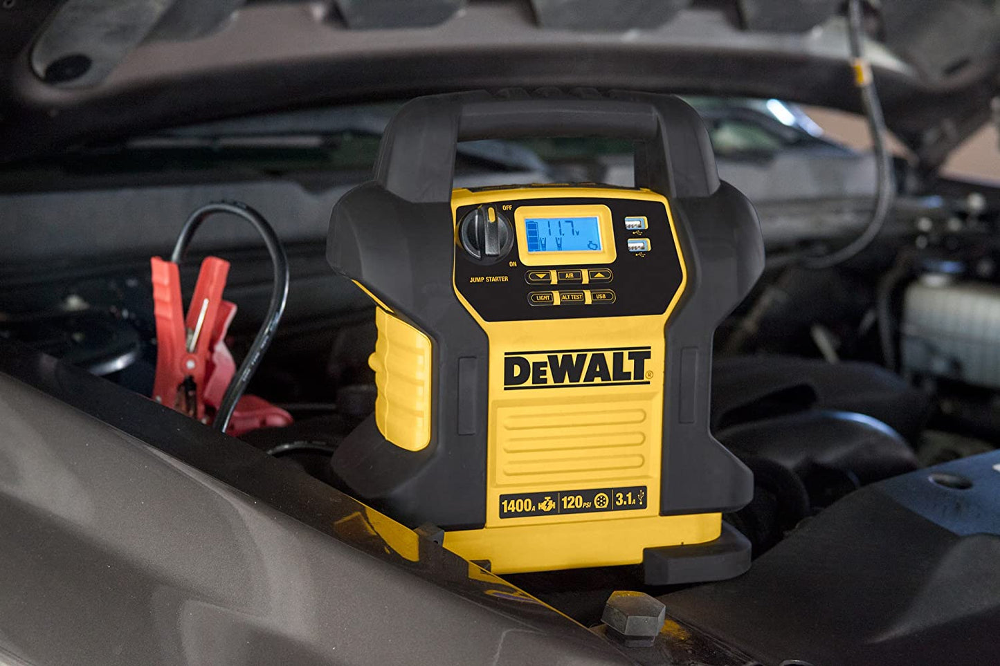 DEWALT  1400 Peak Amp Portable Car Jump Starter with Digital Compressor