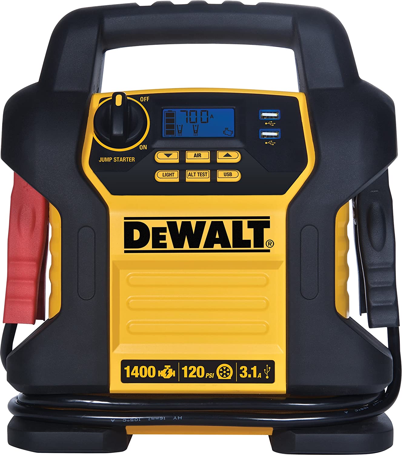 DEWALT  1400 Peak Amp Portable Car Jump Starter with Digital Compressor