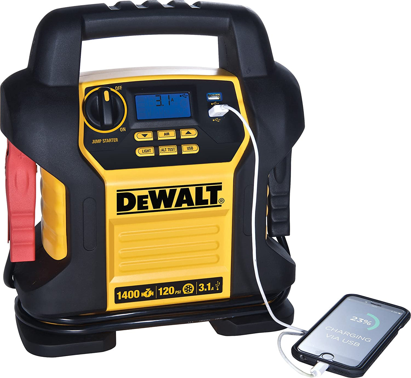 DEWALT  1400 Peak Amp Portable Car Jump Starter with Digital Compressor