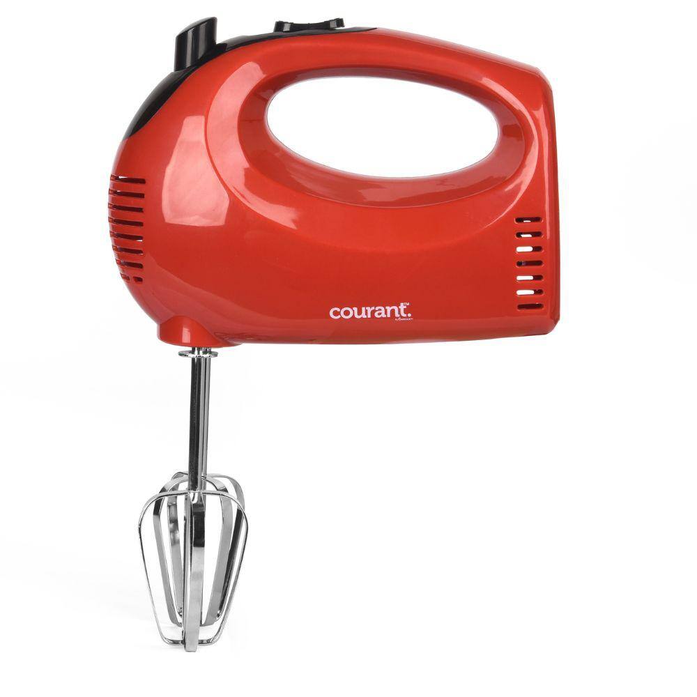 Courant 5-Speed Red Hand Mixer with 2-Sturdy Chrome Beaters