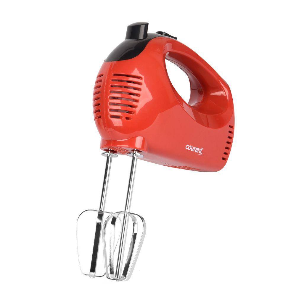 Courant 5-Speed Red Hand Mixer with 2-Sturdy Chrome Beaters