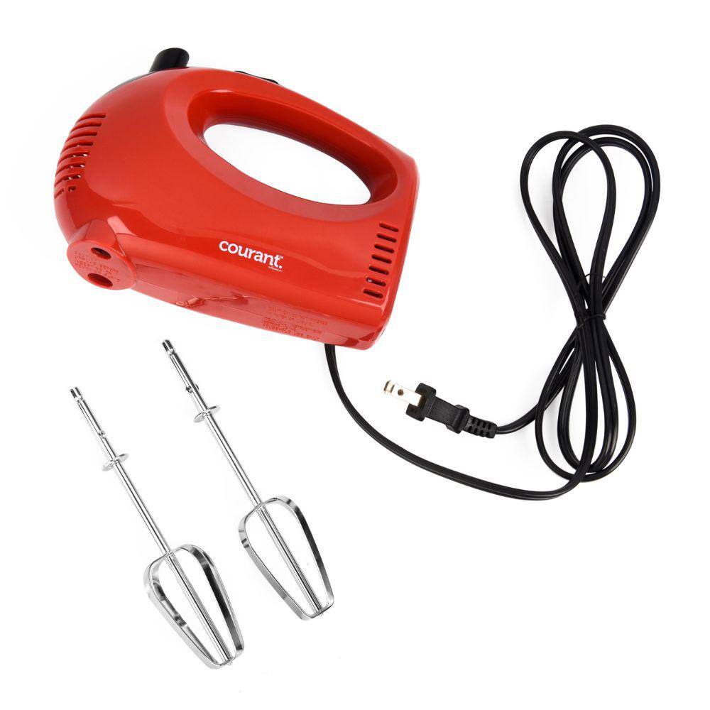 Courant 5-Speed Red Hand Mixer with 2-Sturdy Chrome Beaters