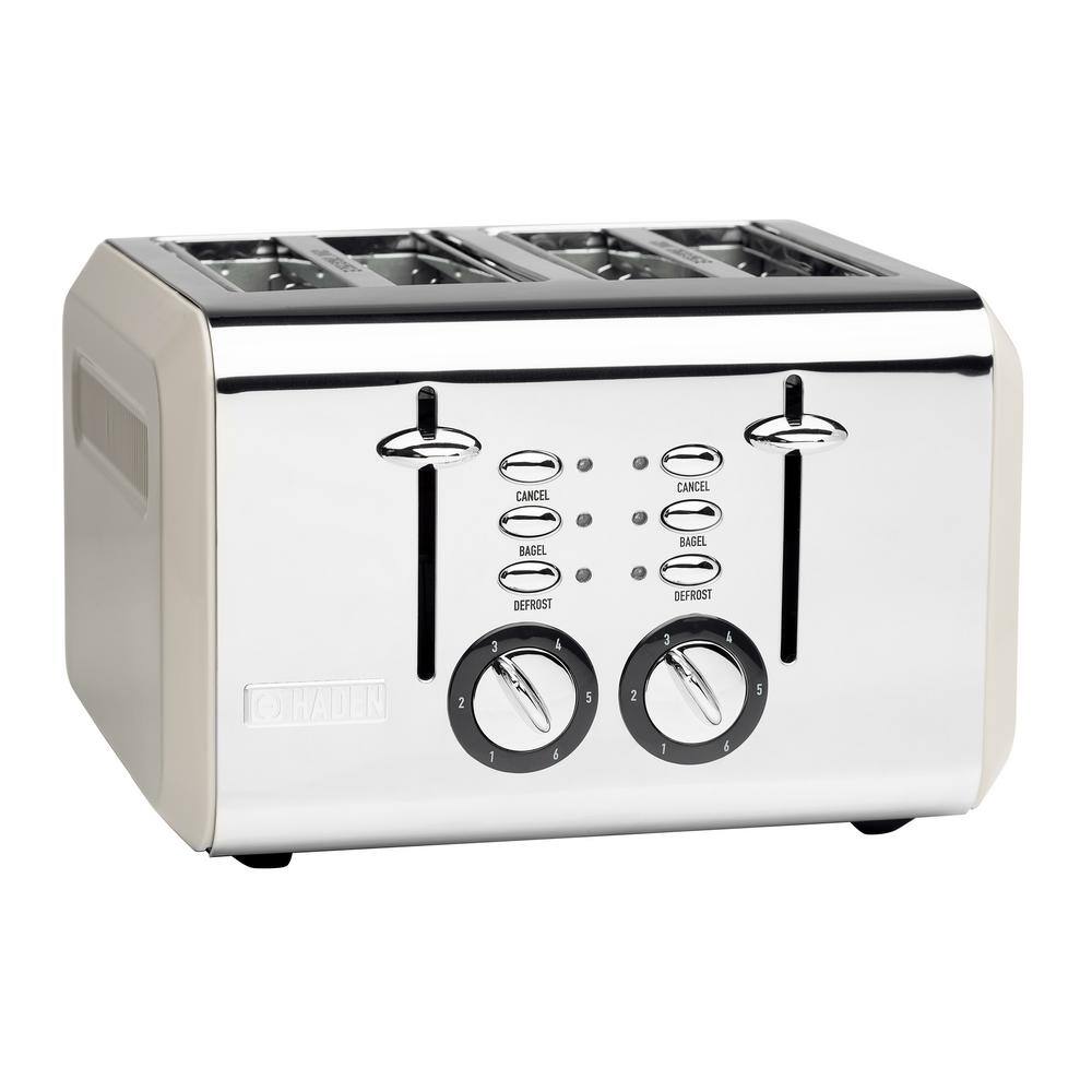 HADEN Cotswold 1500-Watt 4-Slice Wide Slot Putty Retro Toaster with Removable Crumb Tray and Adjustable Settings