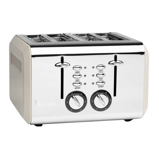 HADEN Cotswold 1500-Watt 4-Slice Wide Slot Putty Retro Toaster with Removable Crumb Tray and Adjustable Settings