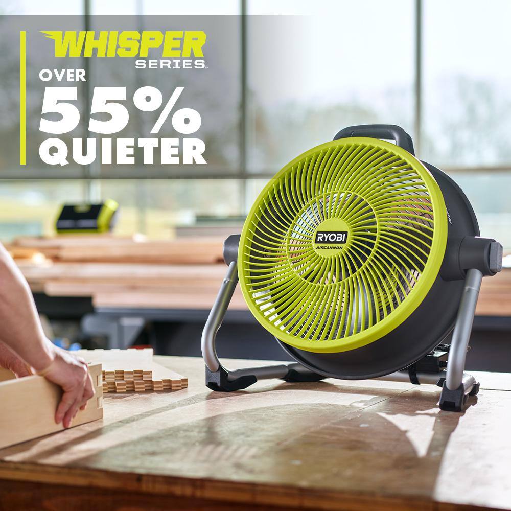 RYOBI ONE+ 18V Cordless Hybrid WHISPER SERIES 14 in. Air Cannon Fan (Tool Only)