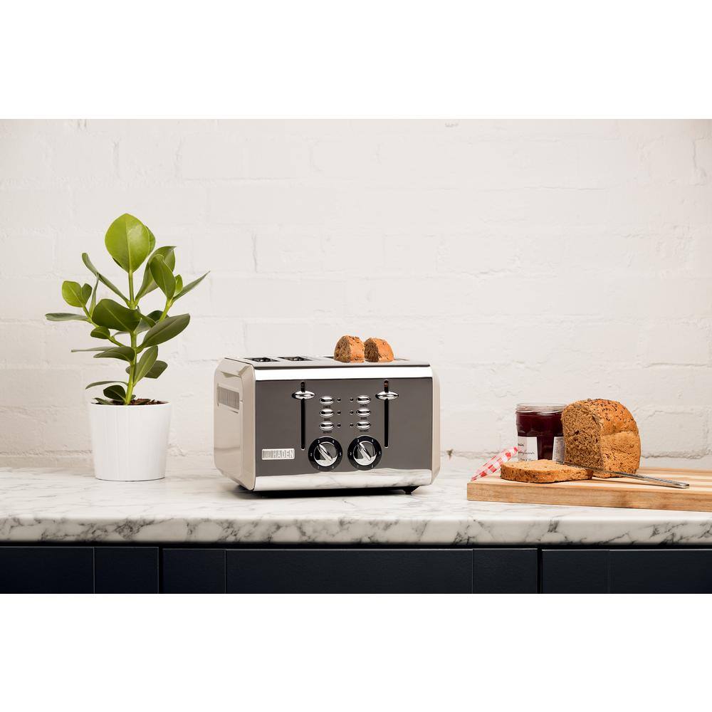 HADEN Cotswold 1500-Watt 4-Slice Wide Slot Putty Retro Toaster with Removable Crumb Tray and Adjustable Settings