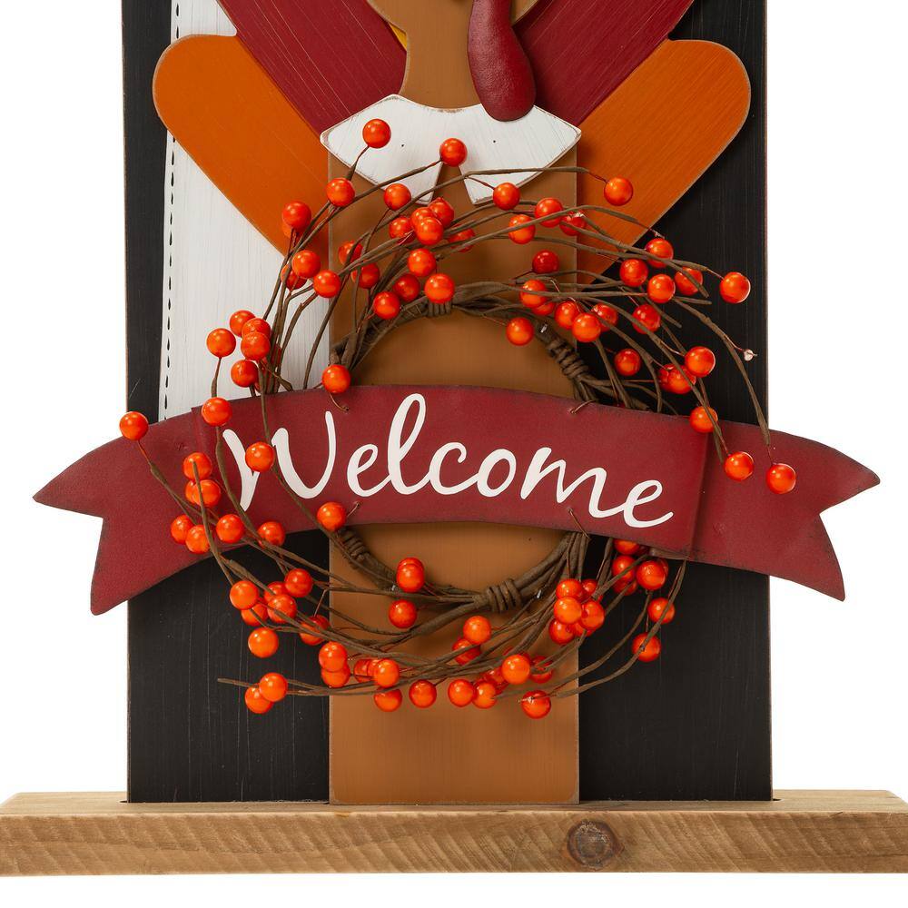 Glitzhome 36 in. H Thanksgiving Wooden Pilgrim Couple Poch Decor