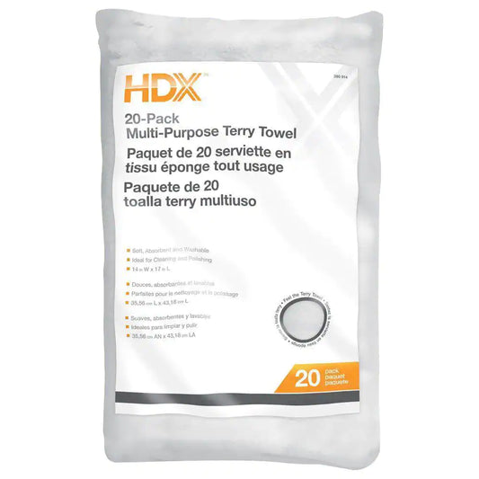 HDX 14 in. x 17 in. Multi-Purpose Terry Cloth (20-Pack)