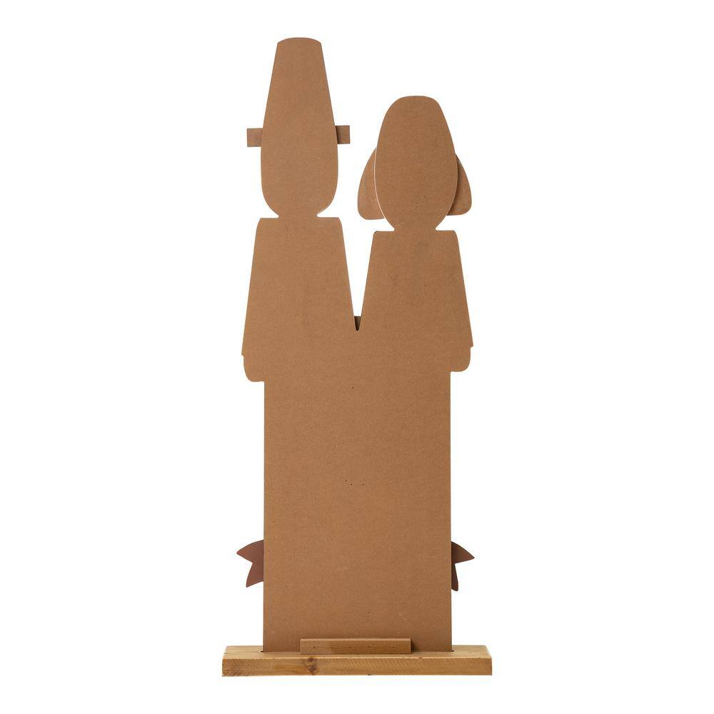 Glitzhome 36 in. H Thanksgiving Wooden Pilgrim Couple Poch Decor