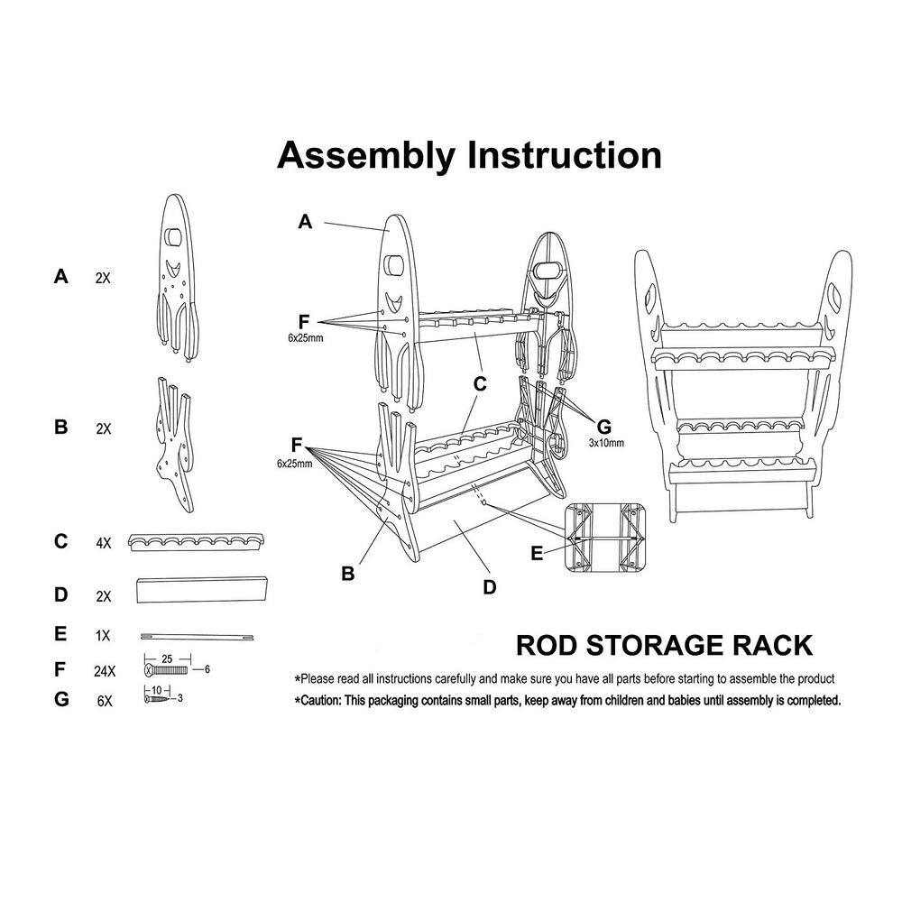 Wealers 16 Fishing Rod Holder Storage Rack Fishing Pole Stand Garage Organizer