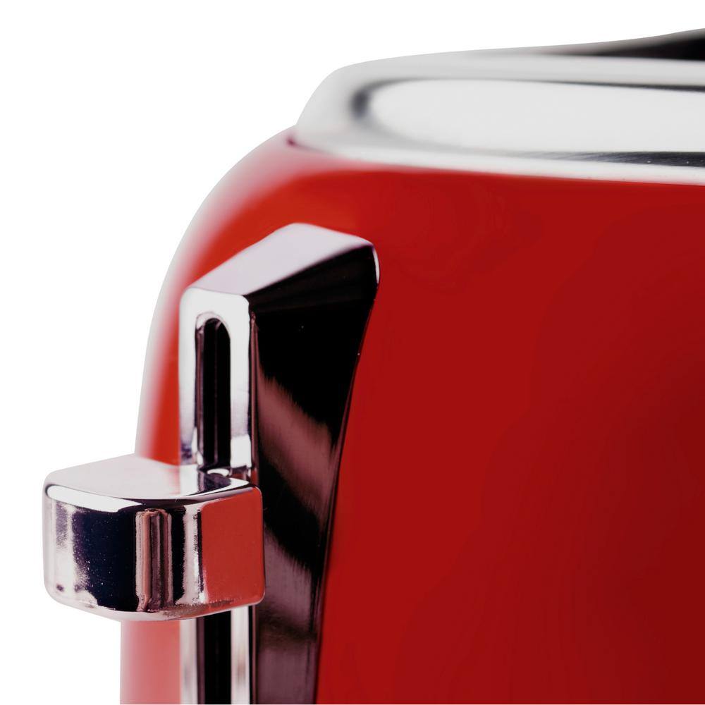 HADEN Dorset 1500-Watt 4-Slice Red Wide Slot Retro Toaster with Removable Crumb Tray and Browning Control