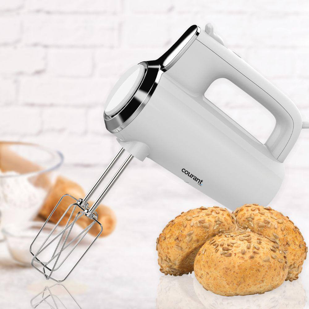 Courant 5-Speed White Hand Mixer with Eject Button