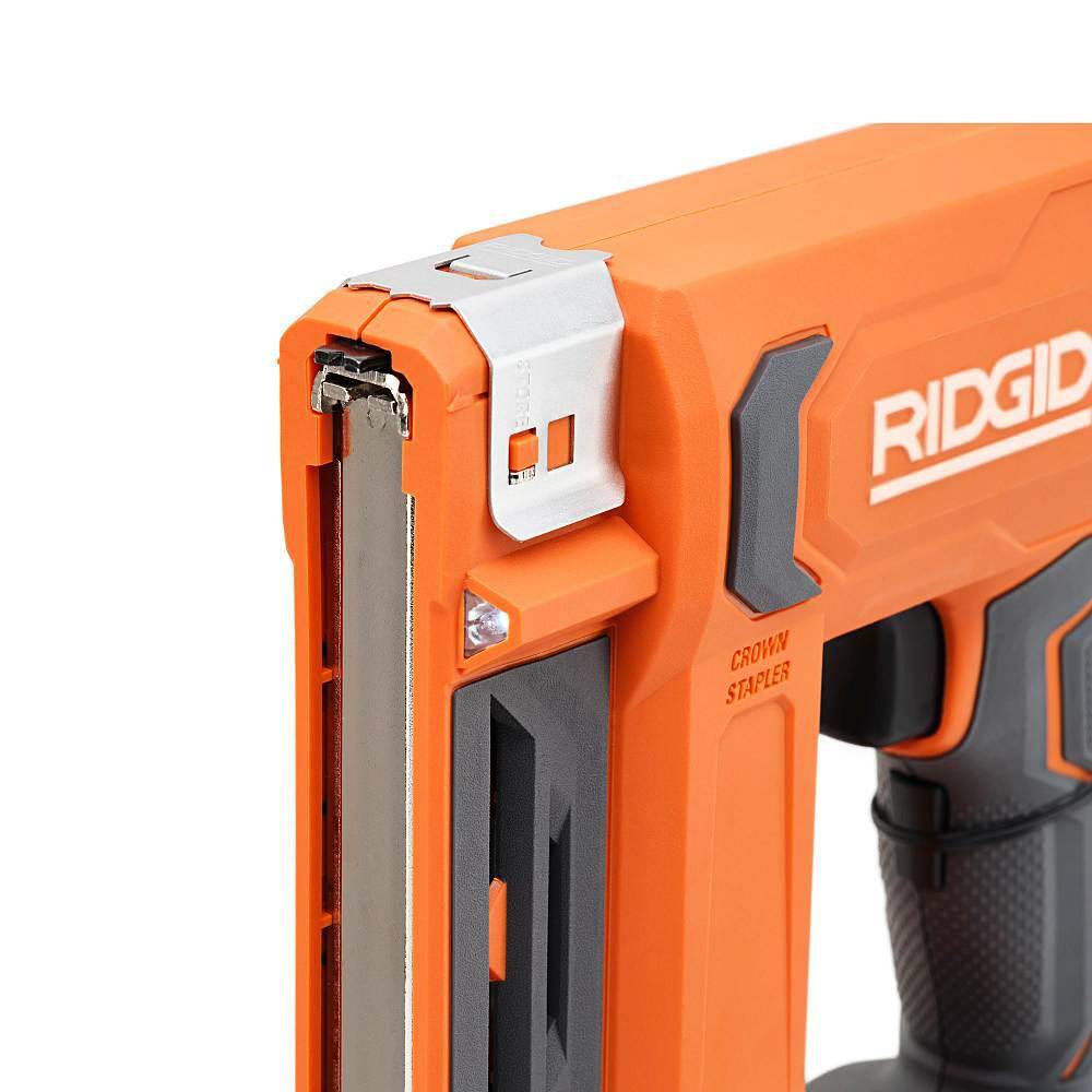 RIDGID 18V Cordless 3/8 in. Crown Stapler Kit with 2.0 Ah Battery and Charger