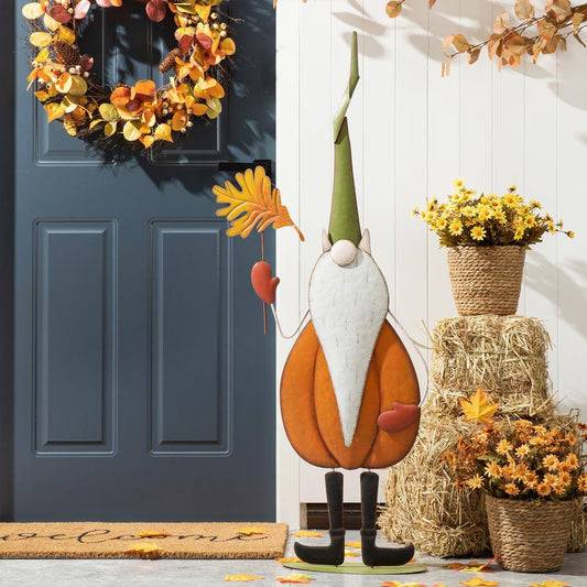 Glitzhome 48 in. H Fall Metal Gnome Standing Decor