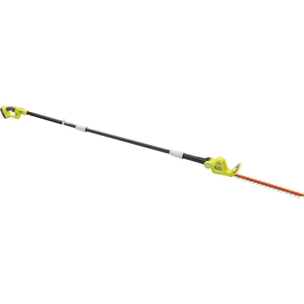 RYOBI ONE+ 18V 18 in. Cordless Battery Pole Hedge Trimmer with 2.0 Ah Battery and Charger