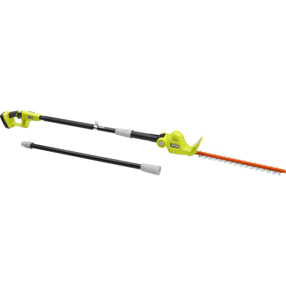 RYOBI ONE+ 18V 18 in. Cordless Battery Pole Hedge Trimmer with 2.0 Ah Battery and Charger