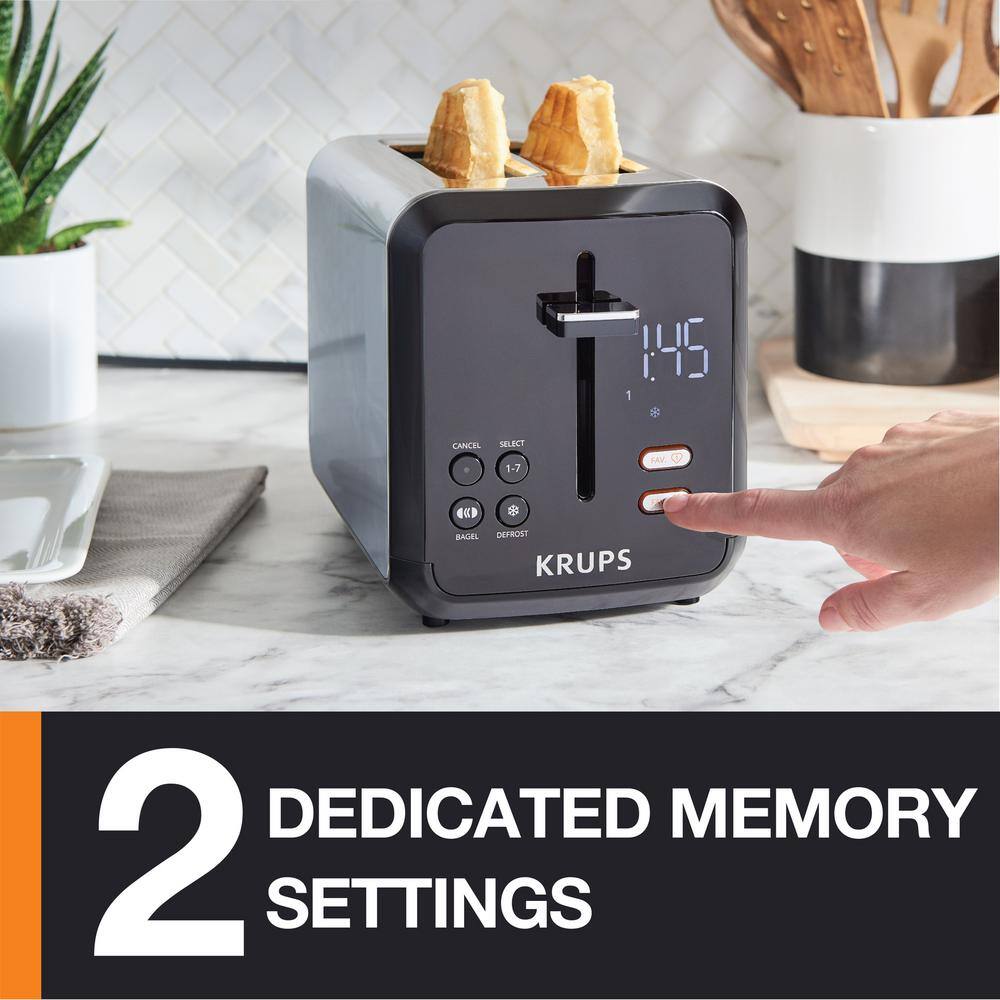 Krups Black My Memory Digital Stainless Steel 2-Slot Toaster