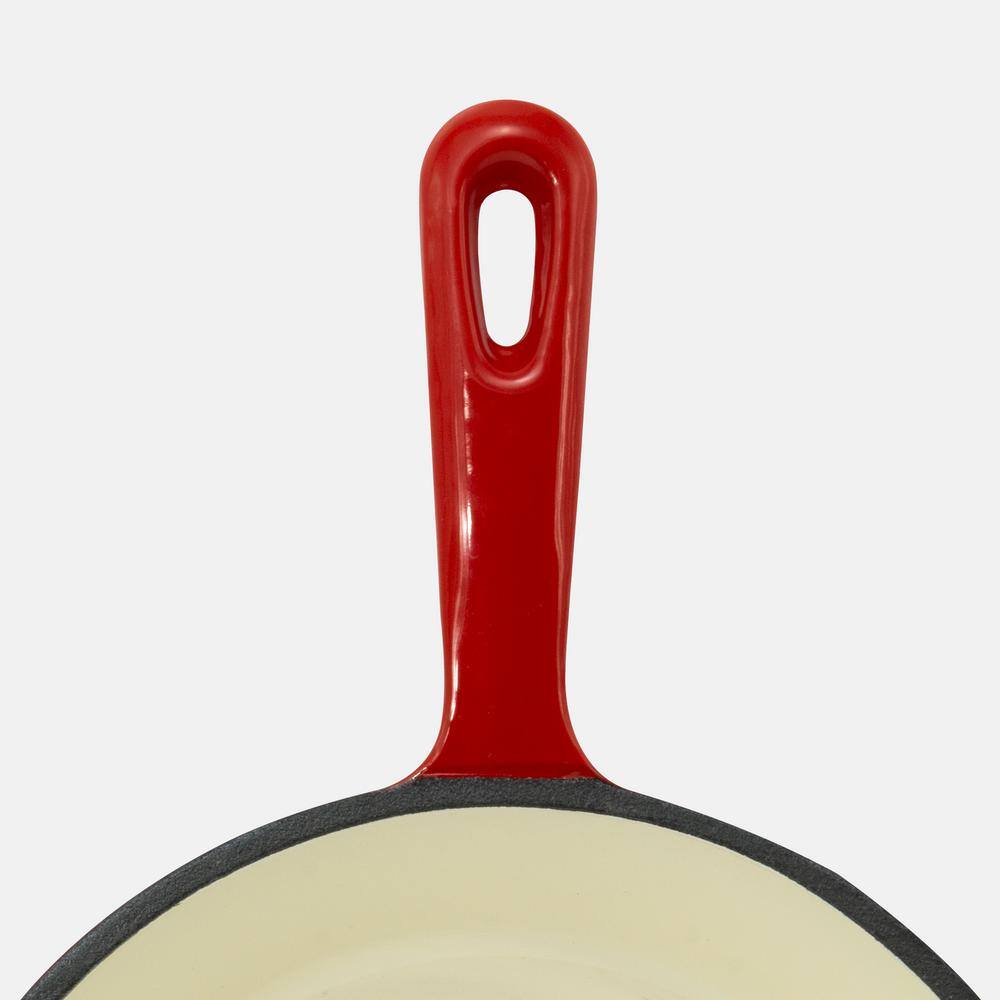 ExcelSteel 3-Piece Cast Iron Skillet Set with Red Enamel Coating