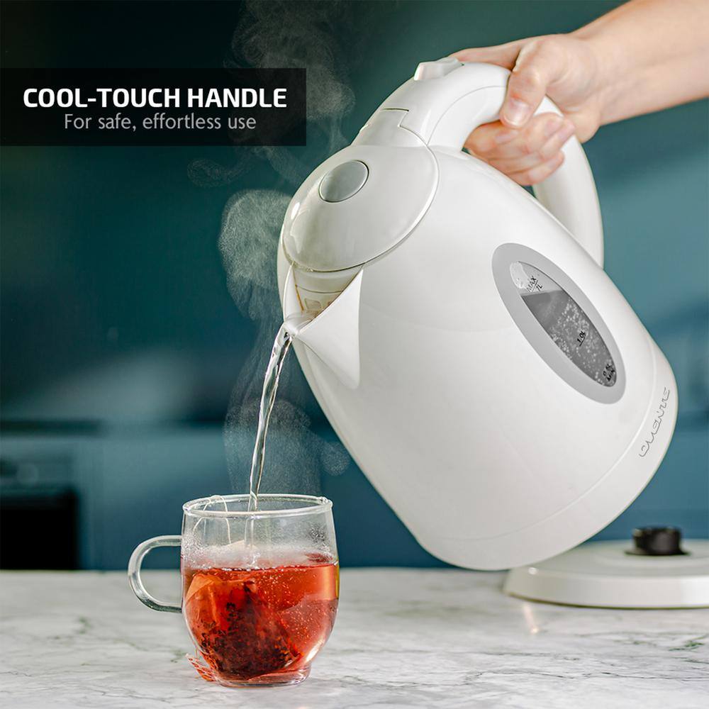 OVENTE 7-Cup BPA-Free White Electric Kettle with Auto Shut Off Feature, Boil-Dry Protection and Removable Filter